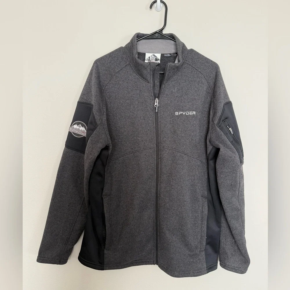 Men’s Spyder Charcoal and Black Full-Zip Jacket L - Picture 1 of 5
